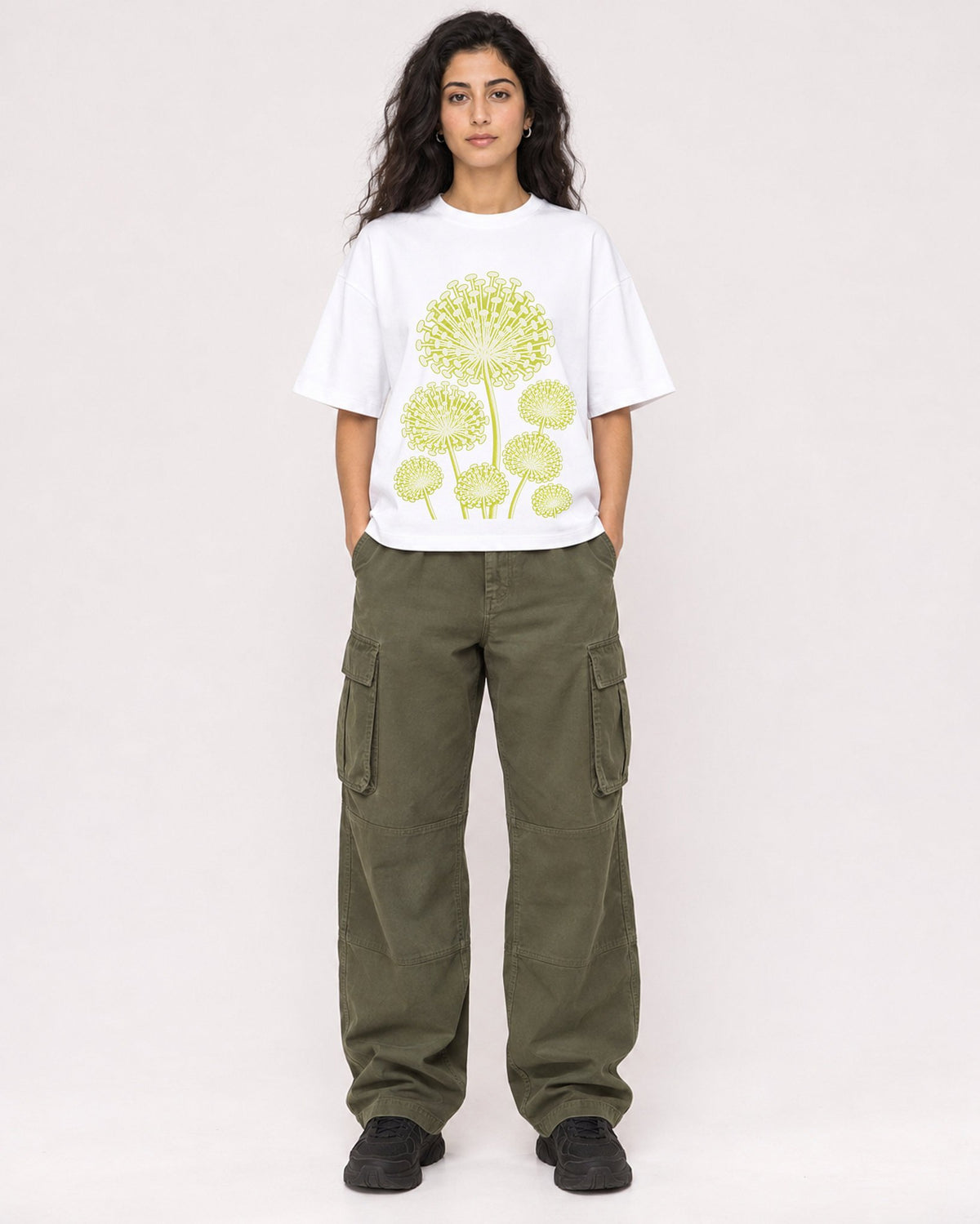 Mockup Boxy Heavyweight Tee White female full-body 07