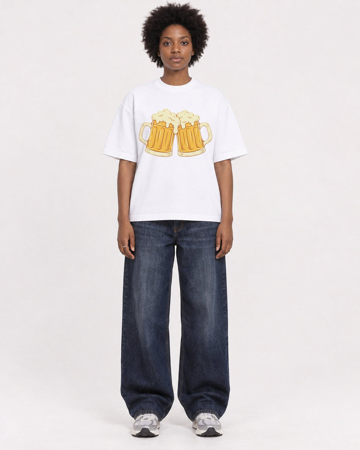 Mockup Boxy Heavyweight Tee White female full-body 14