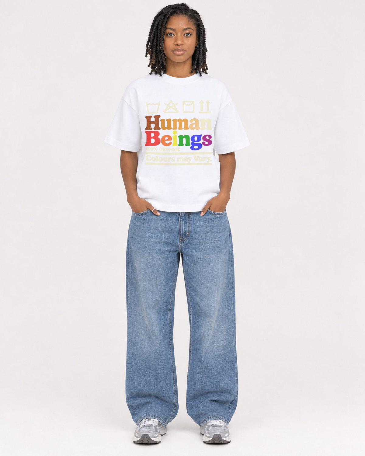 Mockup Boxy Heavyweight Tee White female full-body 15