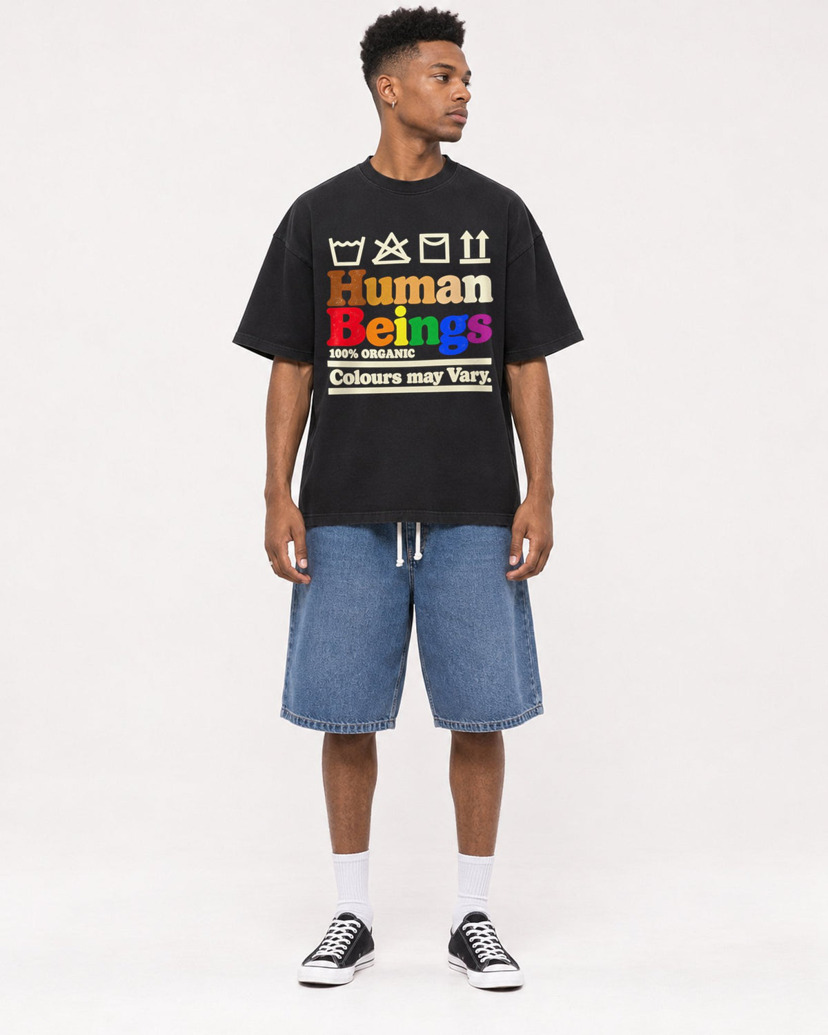 Mockup Boxy Heavyweight Tee Black male full-body 15