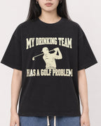 Mockup Boxy Heavyweight Tee Black female close-up 01