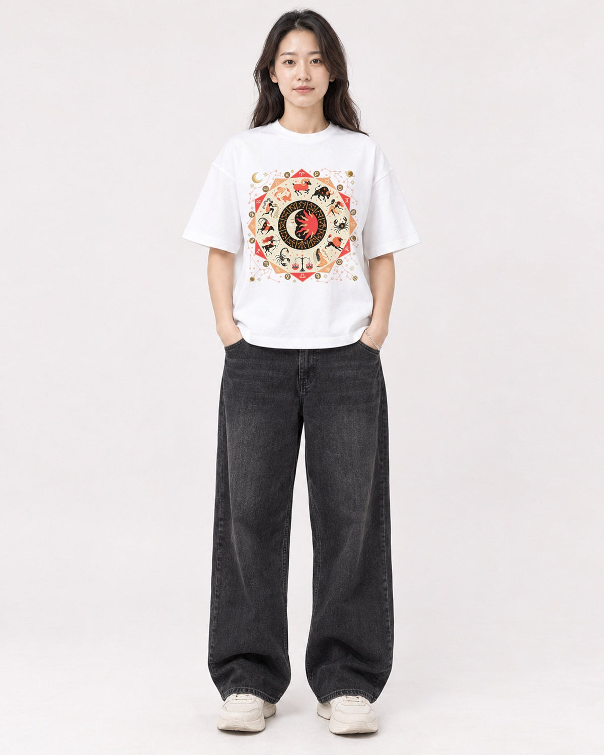 Mockup Boxy Heavyweight Tee White female full-body 03