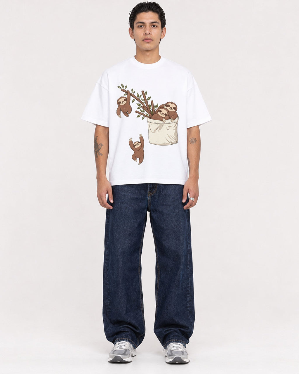 Mockup Boxy Heavyweight Tee White male full-body 36
