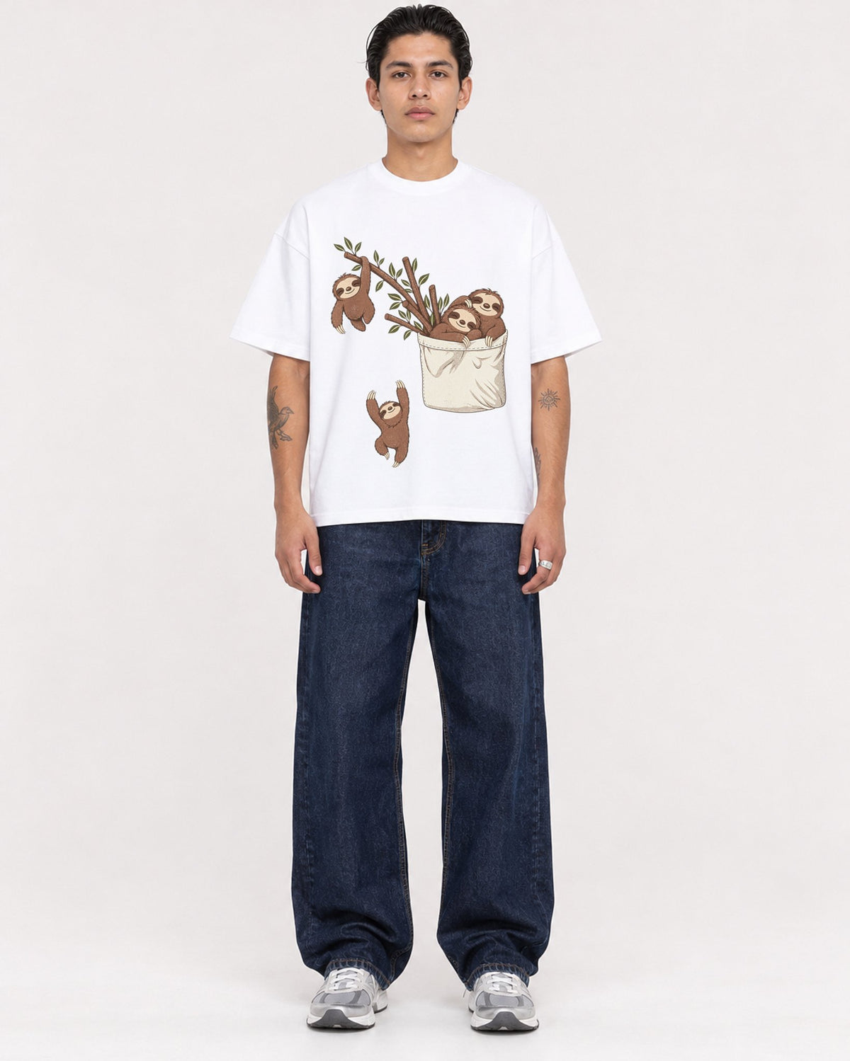 Mockup Boxy Heavyweight Tee White male full-body 36