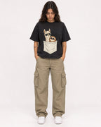 Mockup Boxy Heavyweight Tee Black female full-body 06