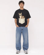 Mockup Boxy Heavyweight Tee Black male full-body 06