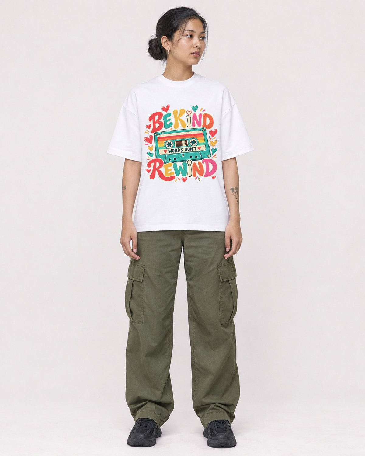 Mockup Boxy Heavyweight Tee White female full-body 12