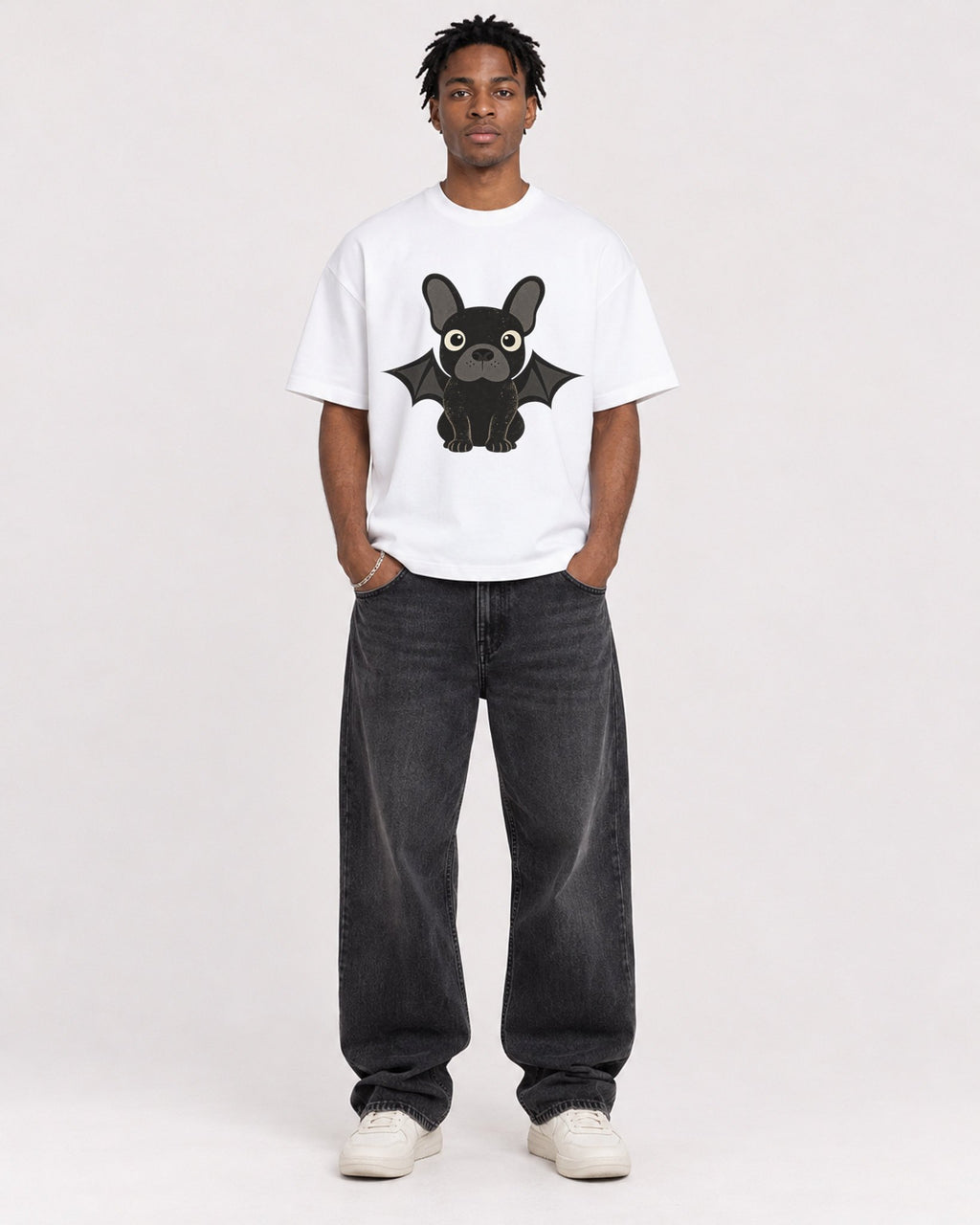 Mockup Boxy Heavyweight Tee White male full-body 05