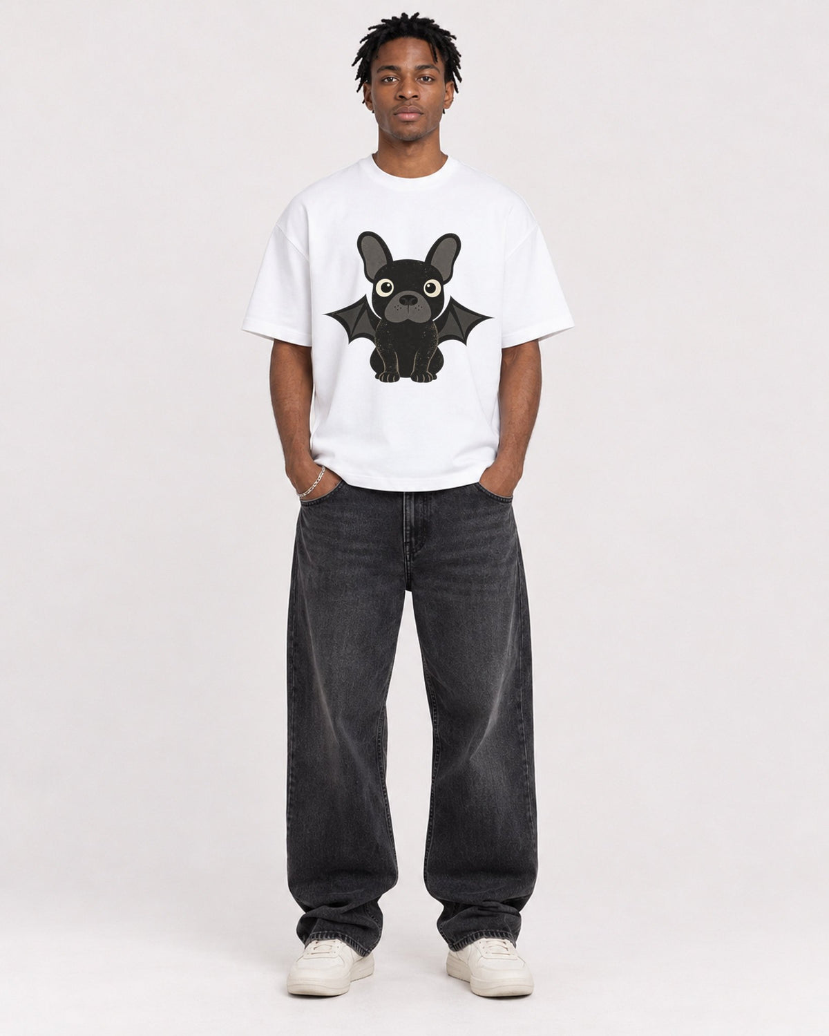 Mockup Boxy Heavyweight Tee White male full-body 05