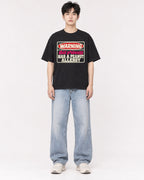 Mockup Boxy Heavyweight Tee Black male full-body 01