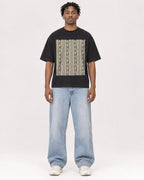 Mockup Boxy Heavyweight Tee Black male full-body 05