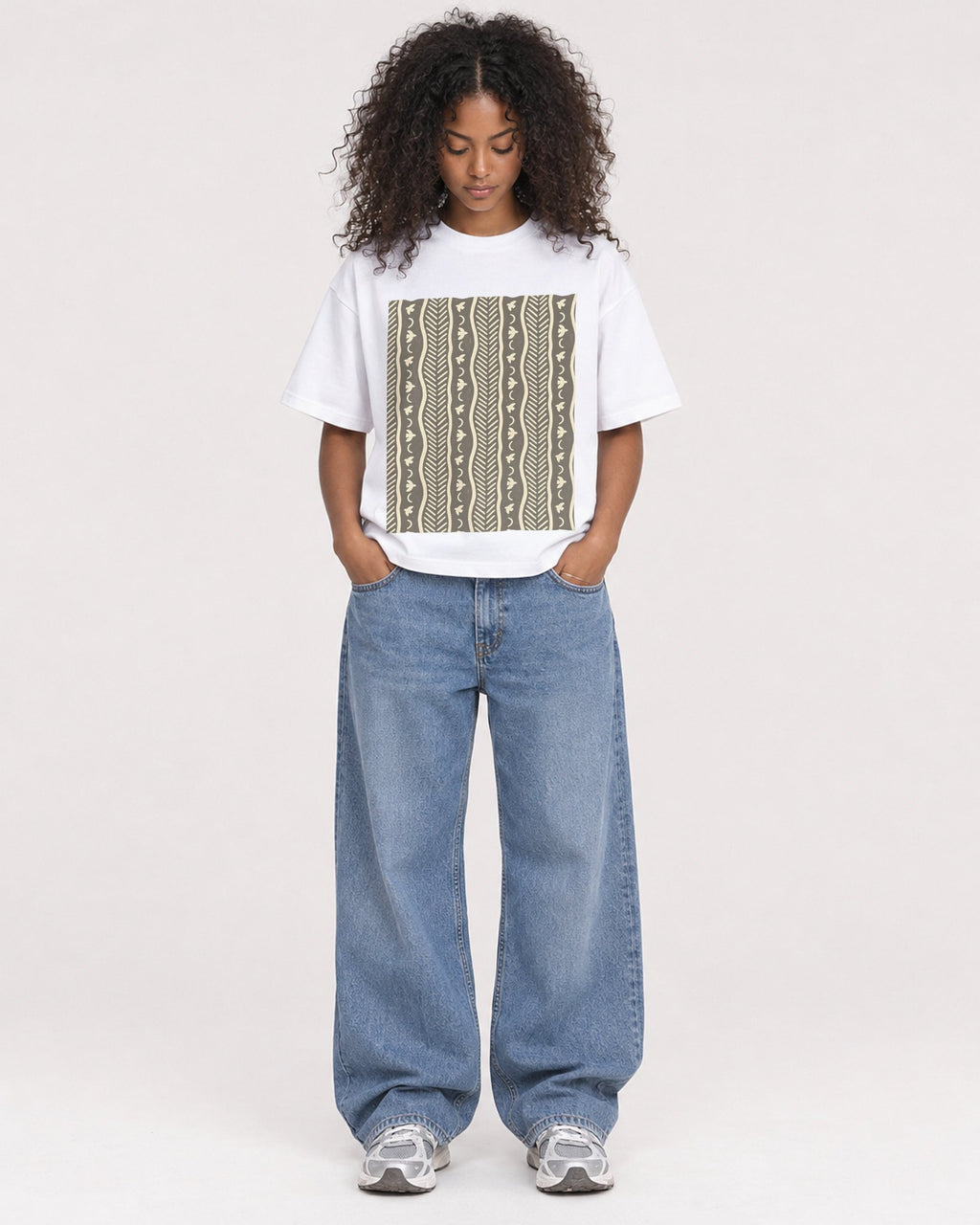 Mockup Boxy Heavyweight Tee White female full-body 05