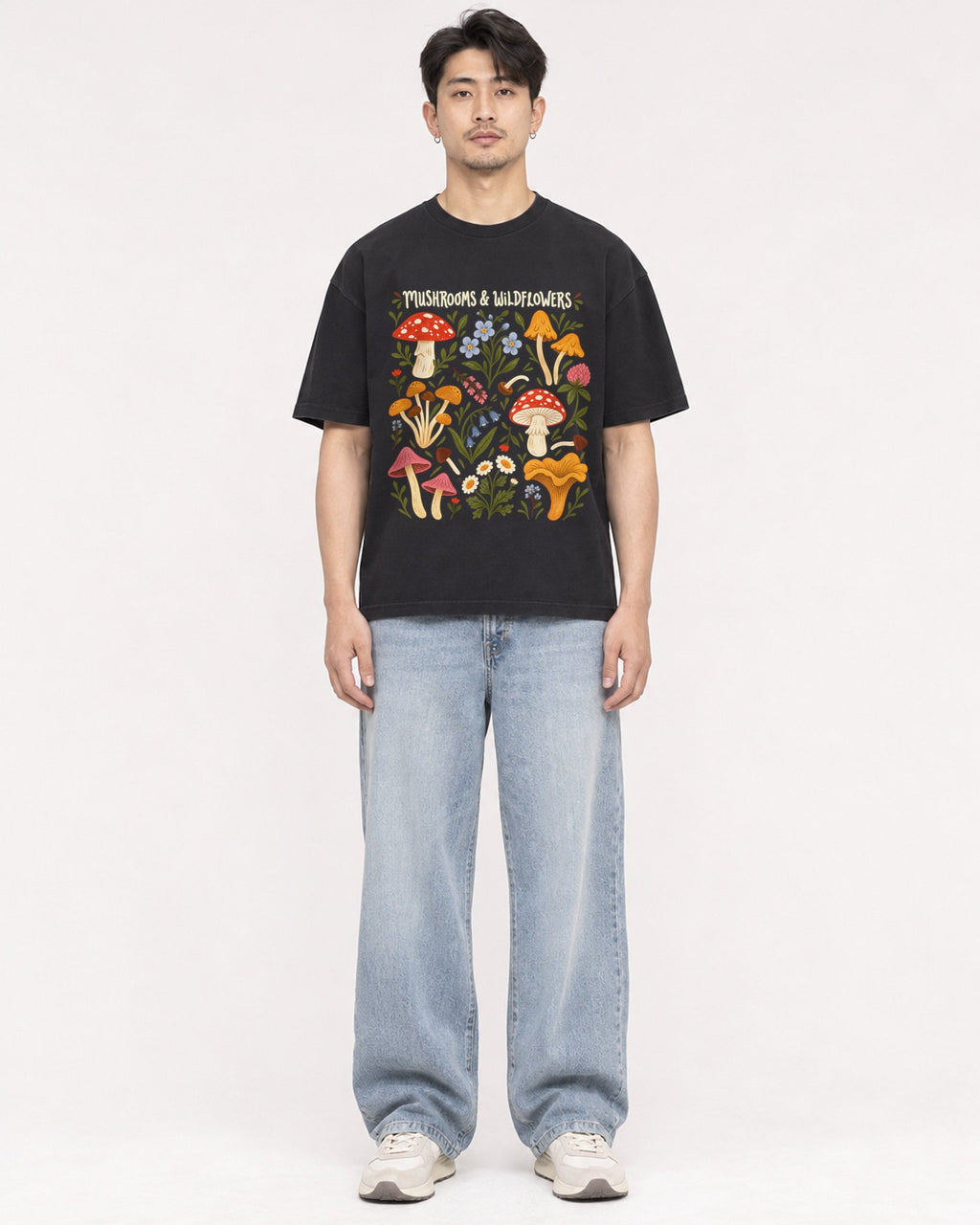 Mockup Boxy Heavyweight Tee Black male full-body 13