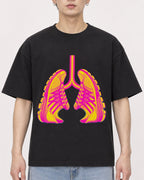 Mockup Boxy Heavyweight Tee Black male close-up 01