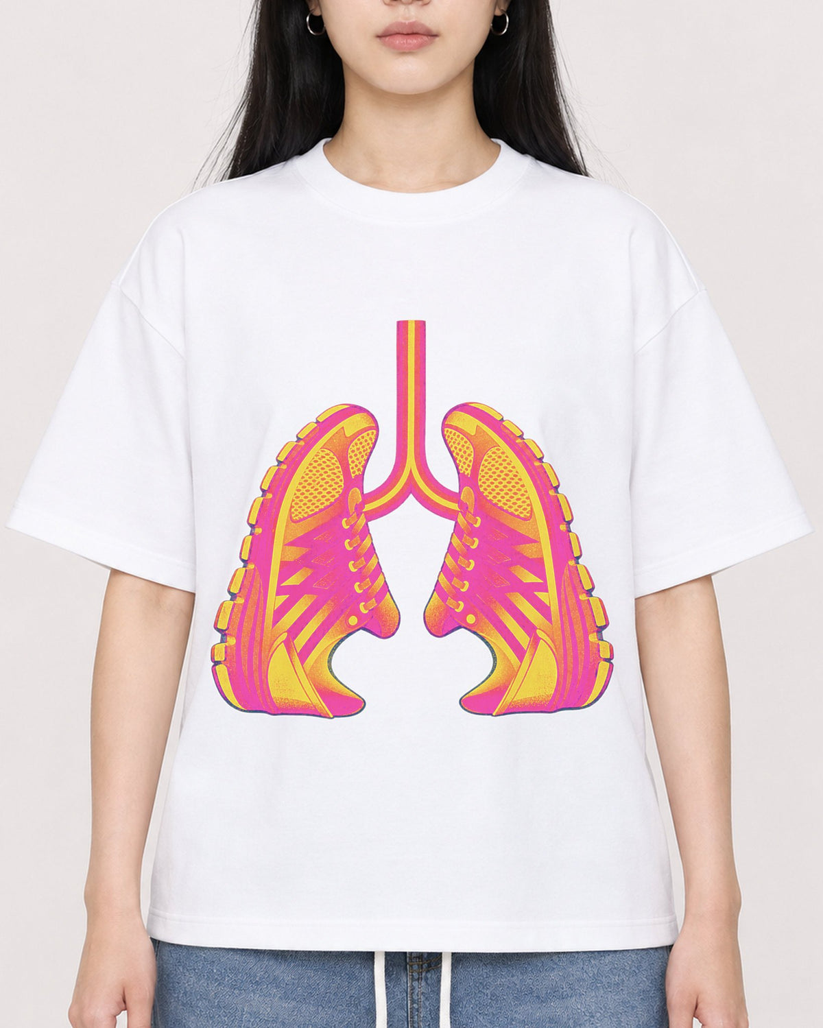 Mockup Boxy Heavyweight Tee White female close-up 01