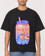 Mockup Boxy Heavyweight Tee Black male close-up 10