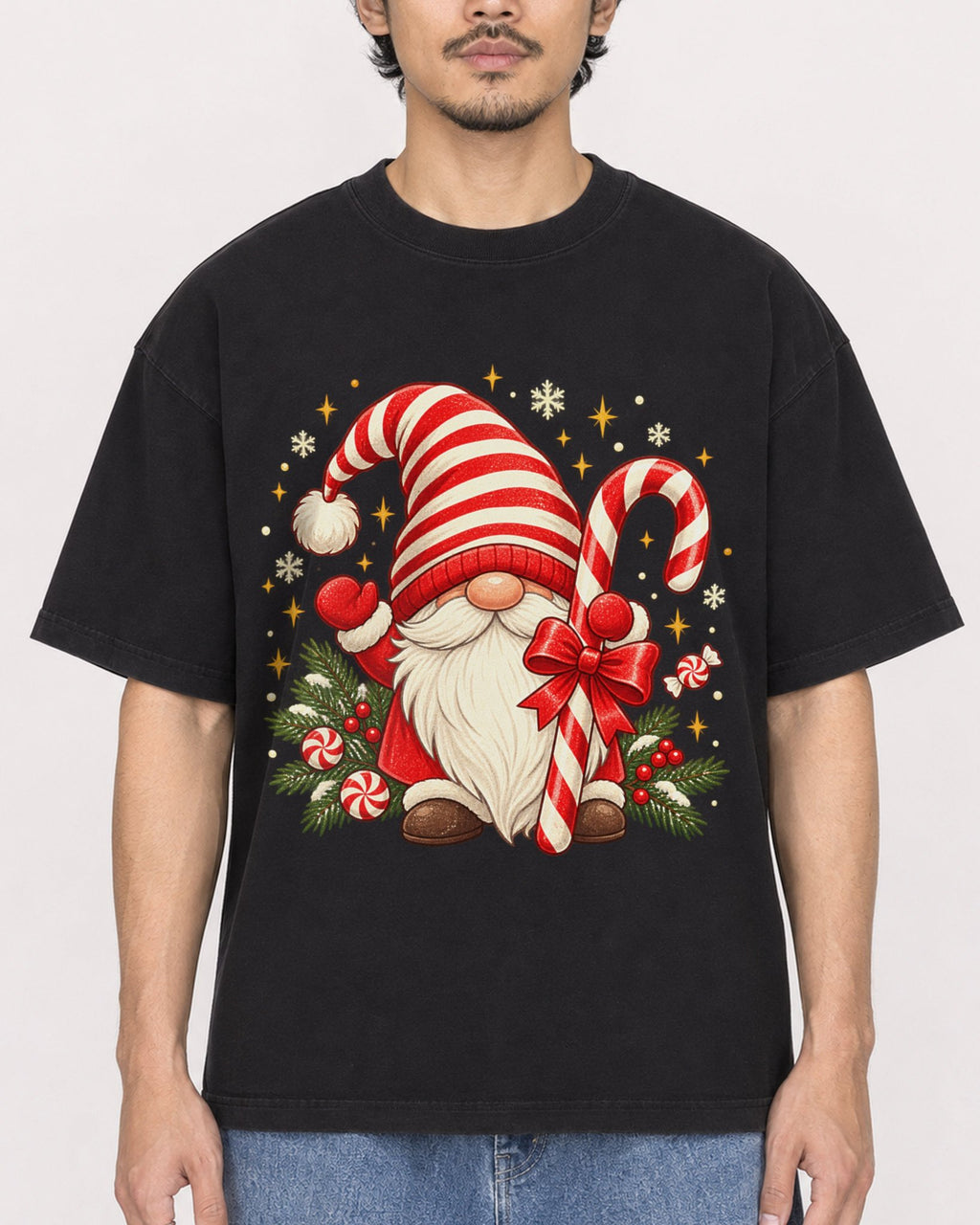 Mockup Boxy Heavyweight Tee Black male close-up 02