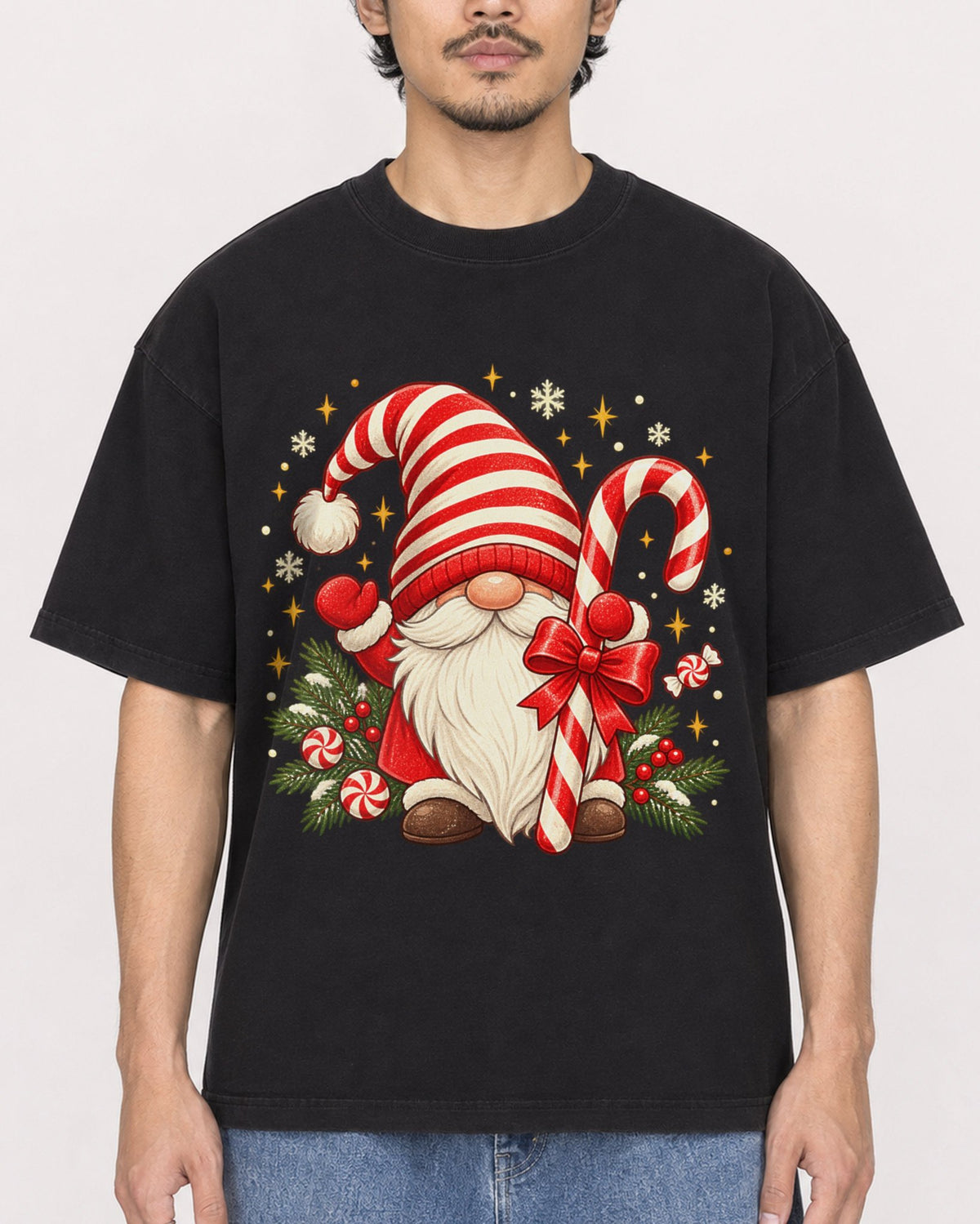Mockup Boxy Heavyweight Tee Black male close-up 02