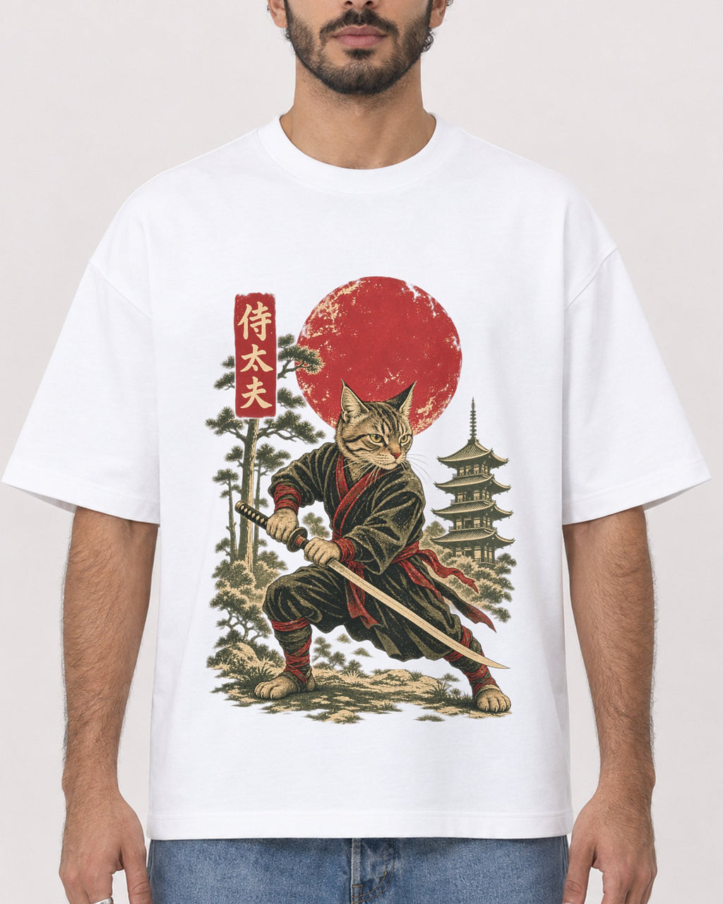 Mockup Boxy Heavyweight Tee White male close-up 27