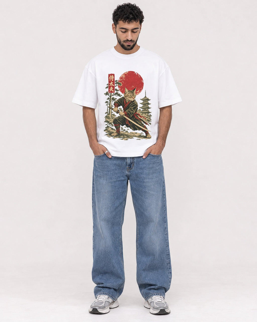 Mockup Boxy Heavyweight Tee White male full-body 27
