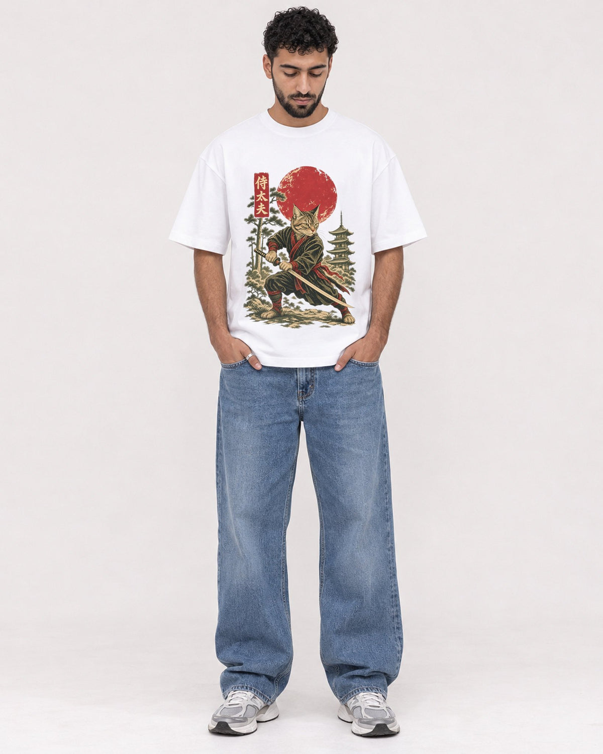 Mockup Boxy Heavyweight Tee White male full-body 27