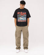 Mockup Boxy Heavyweight Tee Black male full-body 16