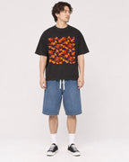 Mockup Boxy Heavyweight Tee Black male full-body 03