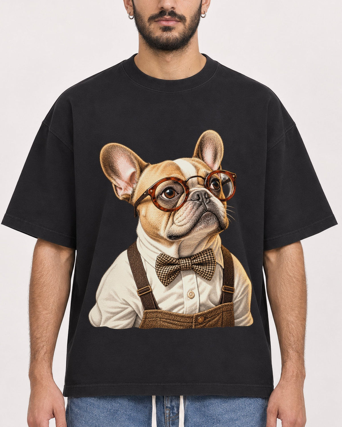 Mockup Boxy Heavyweight Tee Black male close-up 07