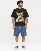 Mockup Boxy Heavyweight Tee Black male full-body 07
