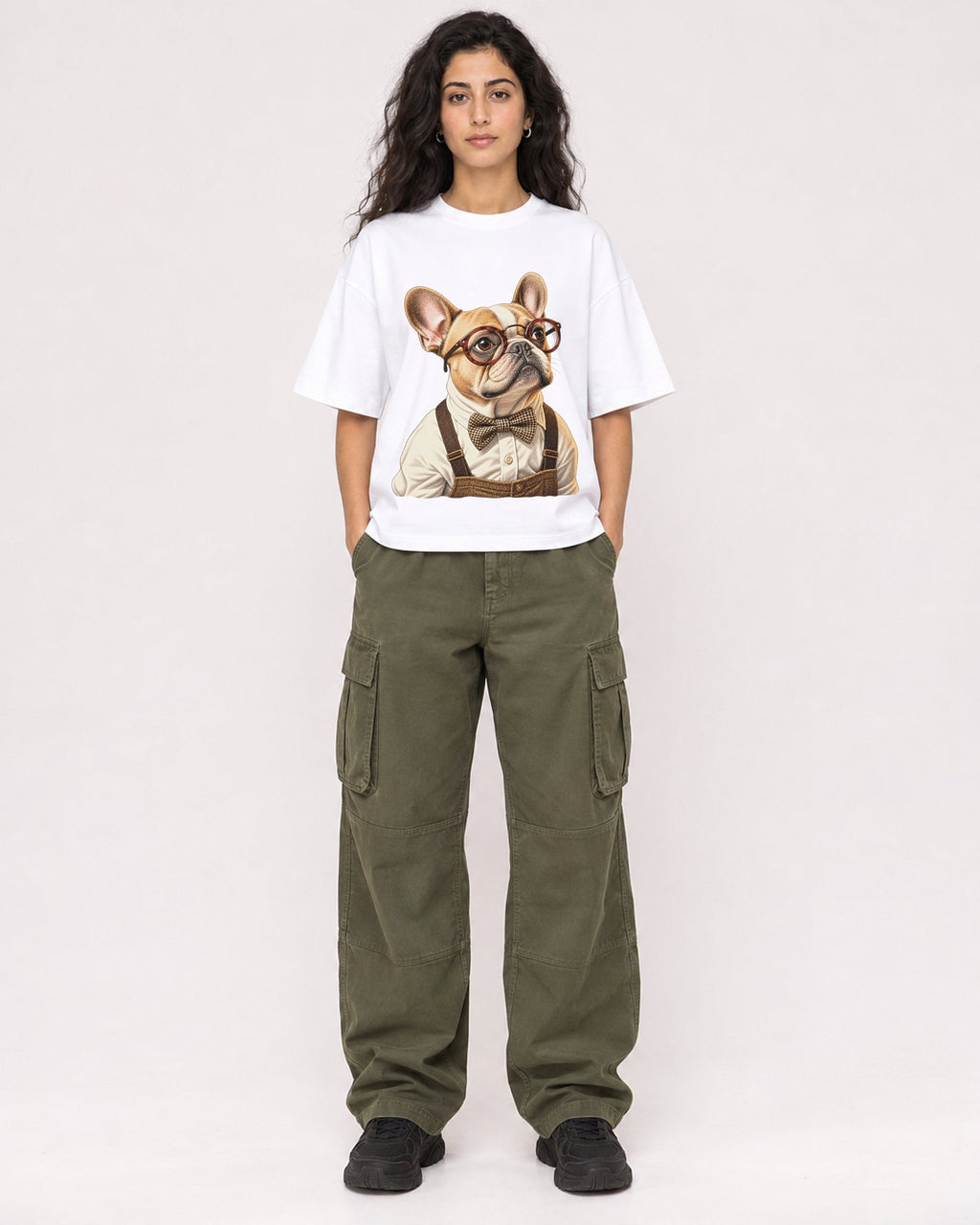 Mockup Boxy Heavyweight Tee White female full-body 07