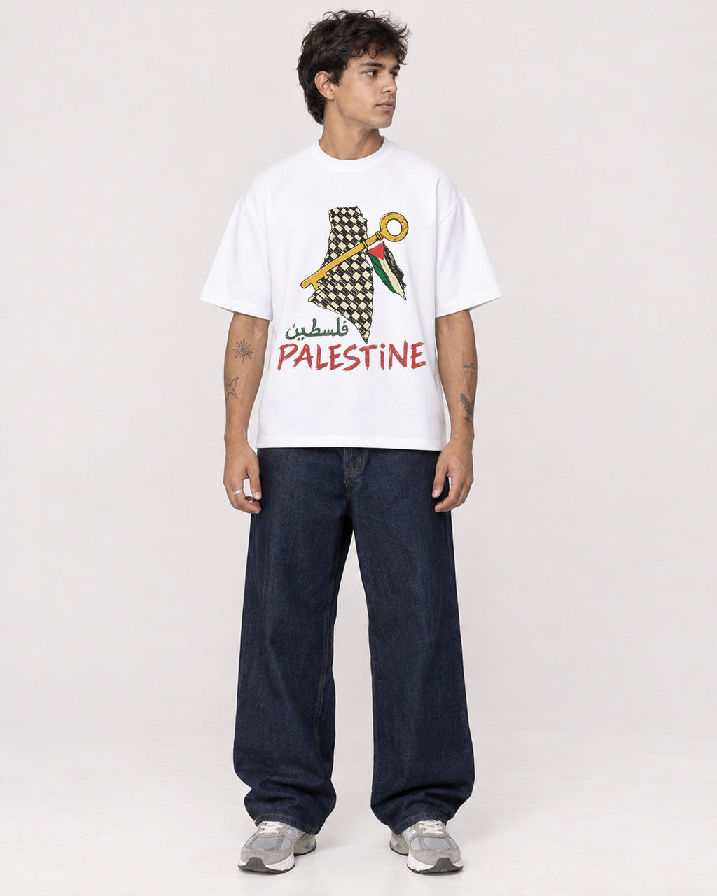 Mockup Boxy Heavyweight Tee White male full-body 06