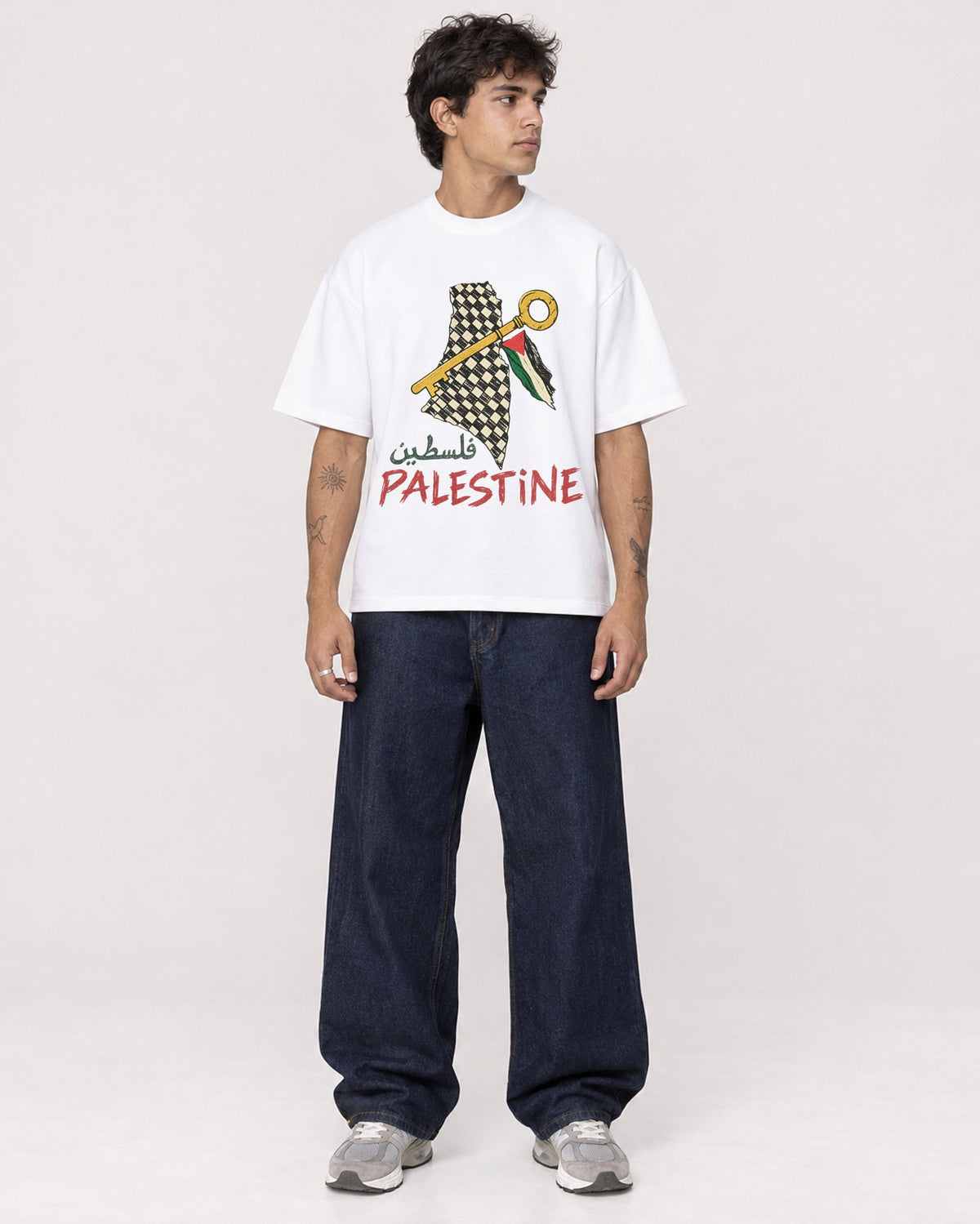 Mockup Boxy Heavyweight Tee White male full-body 06