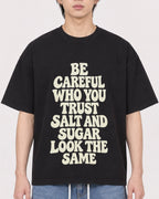 Mockup Boxy Heavyweight Tee Black male close-up 11