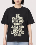 Mockup Boxy Heavyweight Tee Black female close-up 11