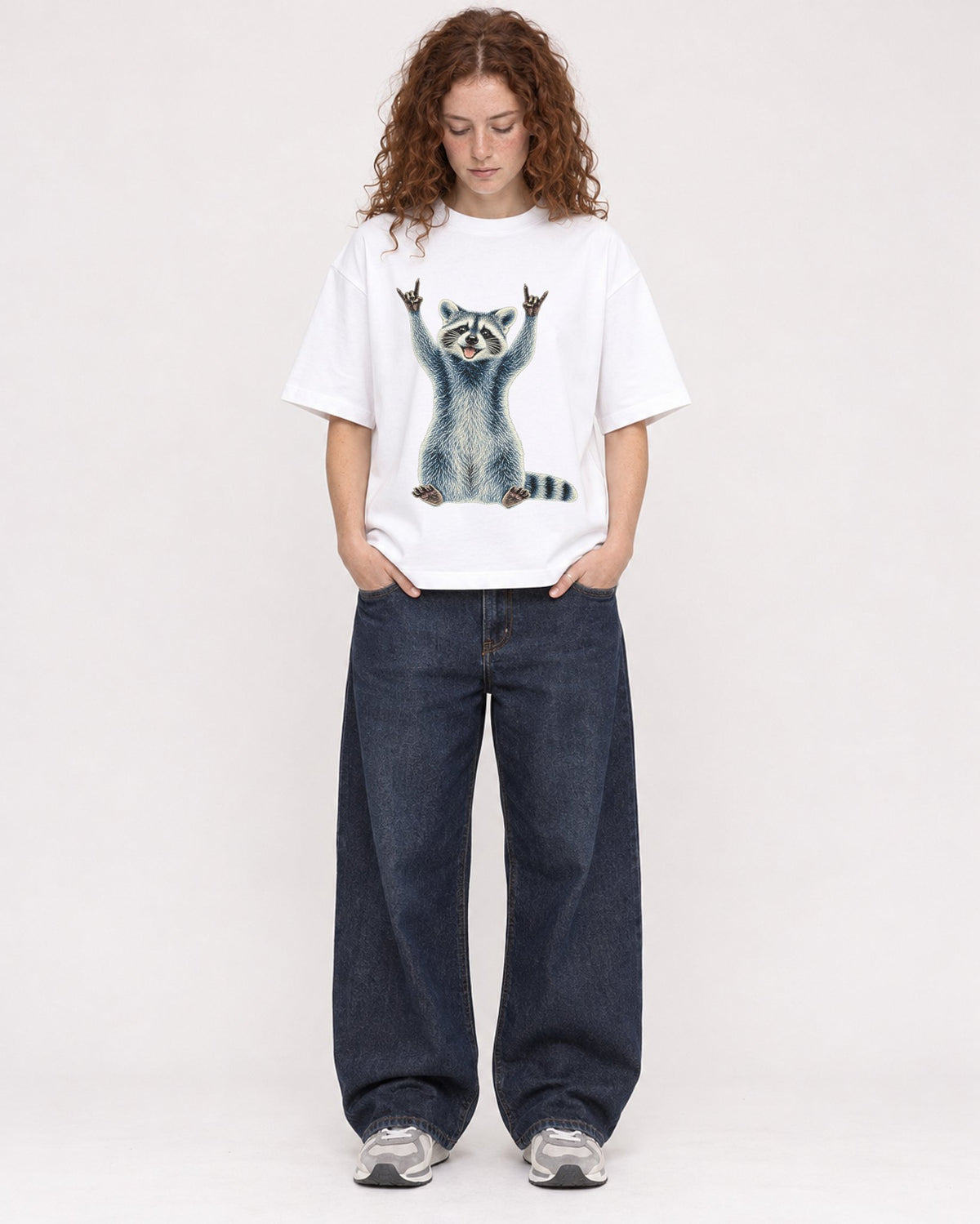 Mockup Boxy Heavyweight Tee White female full-body 09