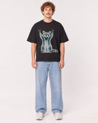 Mockup Boxy Heavyweight Tee Black male full-body 09