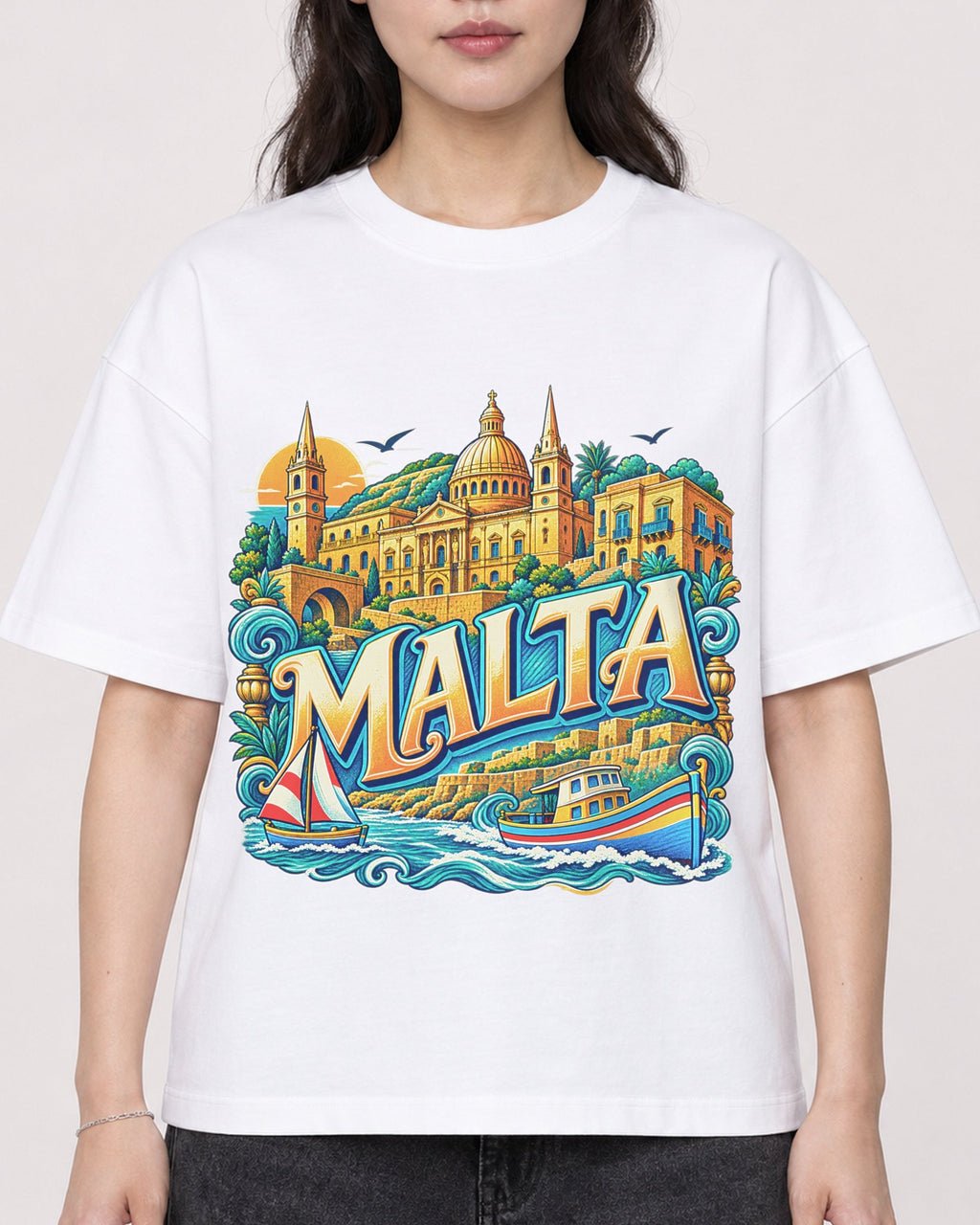 Mockup Boxy Heavyweight Tee White female close-up 03