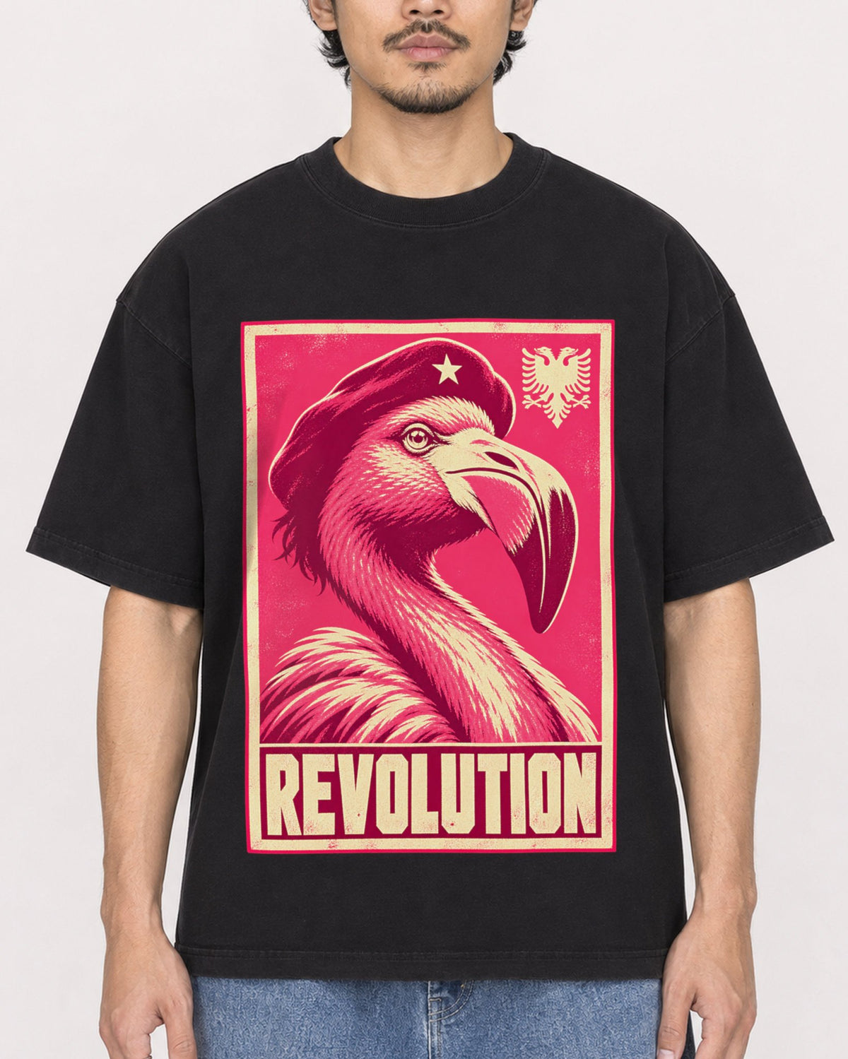 Mockup Boxy Heavyweight Tee Black male close-up 02