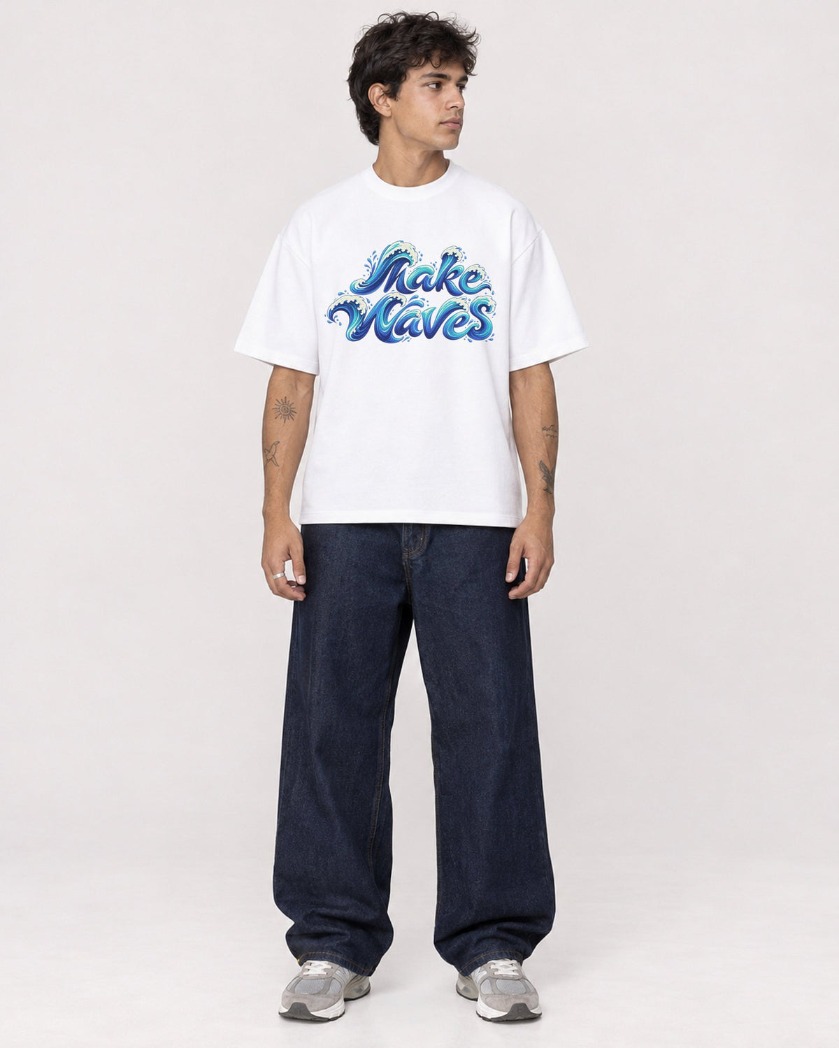 Mockup Boxy Heavyweight Tee White male full-body 06