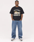 Mockup Boxy Heavyweight Tee Black male full-body 14