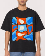 Mockup Boxy Heavyweight Tee Black male close-up 10