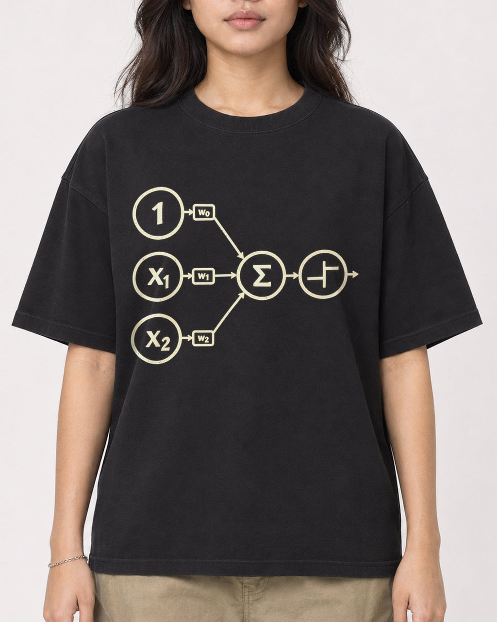 Mockup Boxy Heavyweight Tee Black female close-up 02