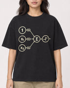 Mockup Boxy Heavyweight Tee Black female close-up 02