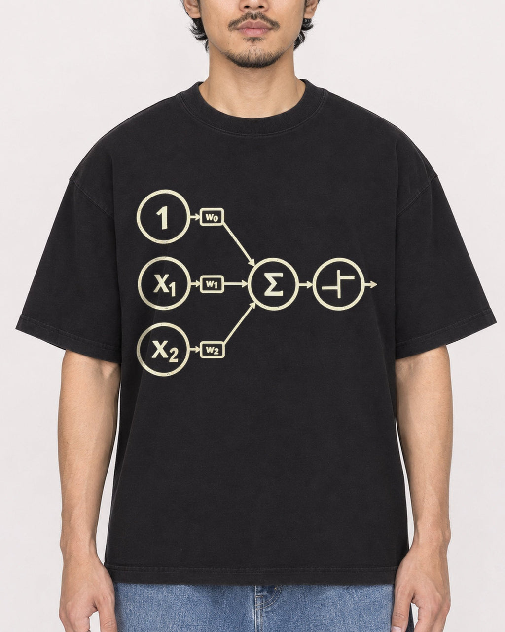 Mockup Boxy Heavyweight Tee Black male close-up 02