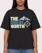 Mockup Boxy Heavyweight Tee Black female close-up 04