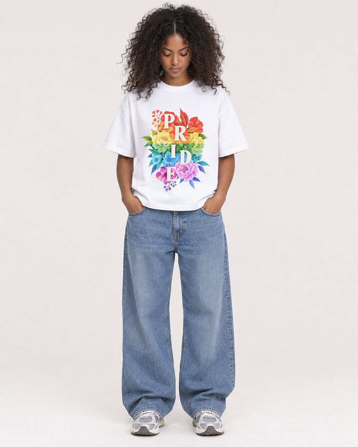 Mockup Boxy Heavyweight Tee White female full-body 05
