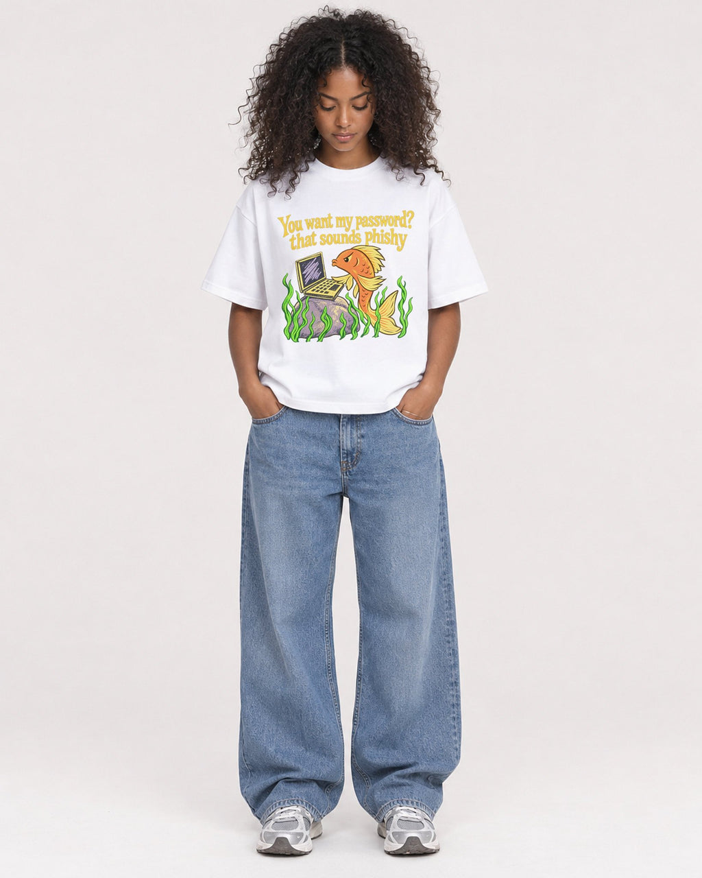 Mockup Boxy Heavyweight Tee White female full-body 05