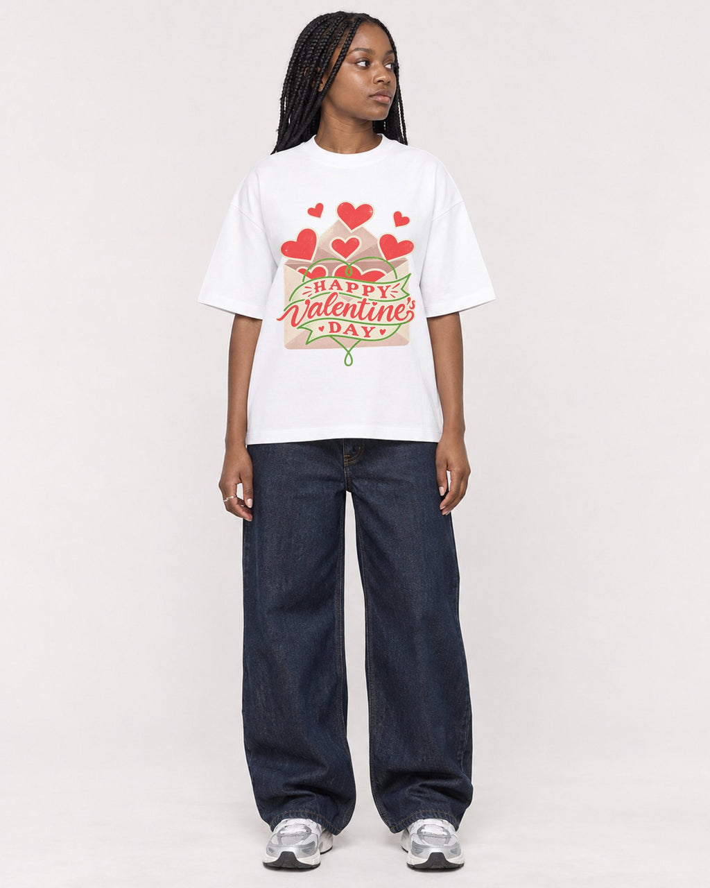 Mockup Boxy Heavyweight Tee White female full-body 04