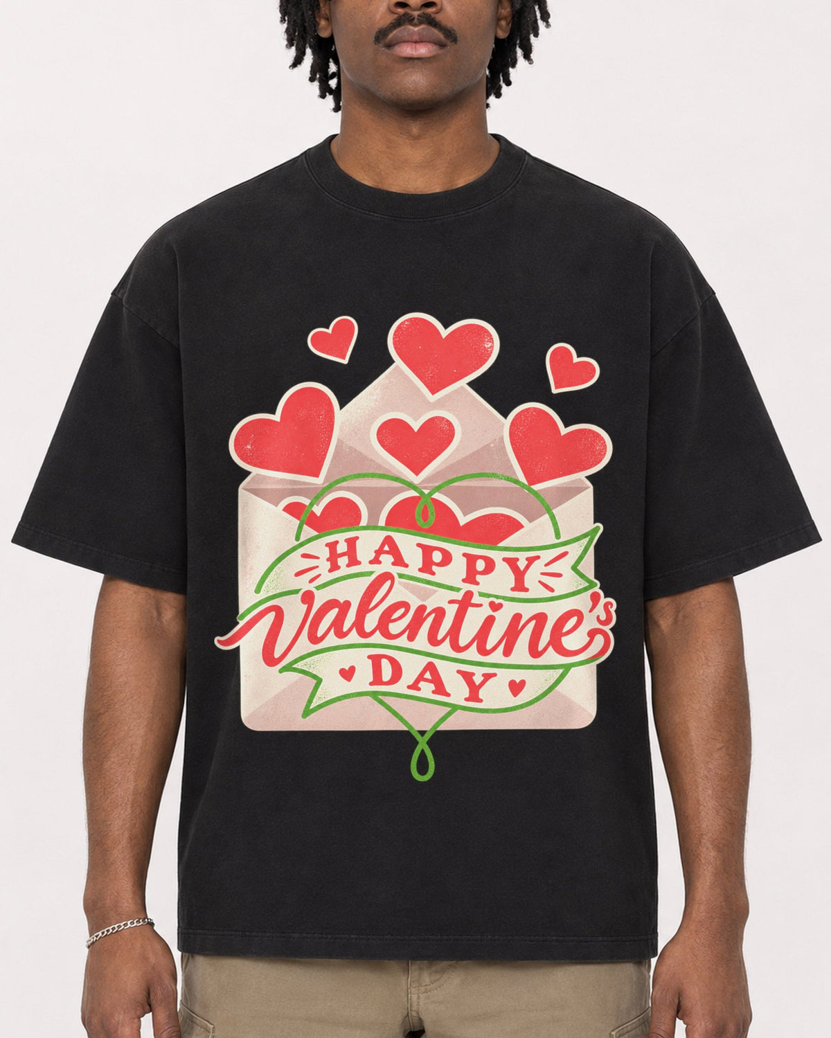 Mockup Boxy Heavyweight Tee Black male close-up 04