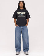 Mockup Boxy Heavyweight Tee Black female full-body 04